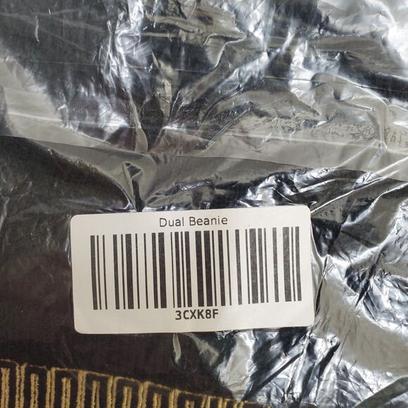 Flan Labs Dual Black Beanie Embroidered One Size Fits ALL 100% Cotton Knit NWT - Picture 7 of 7